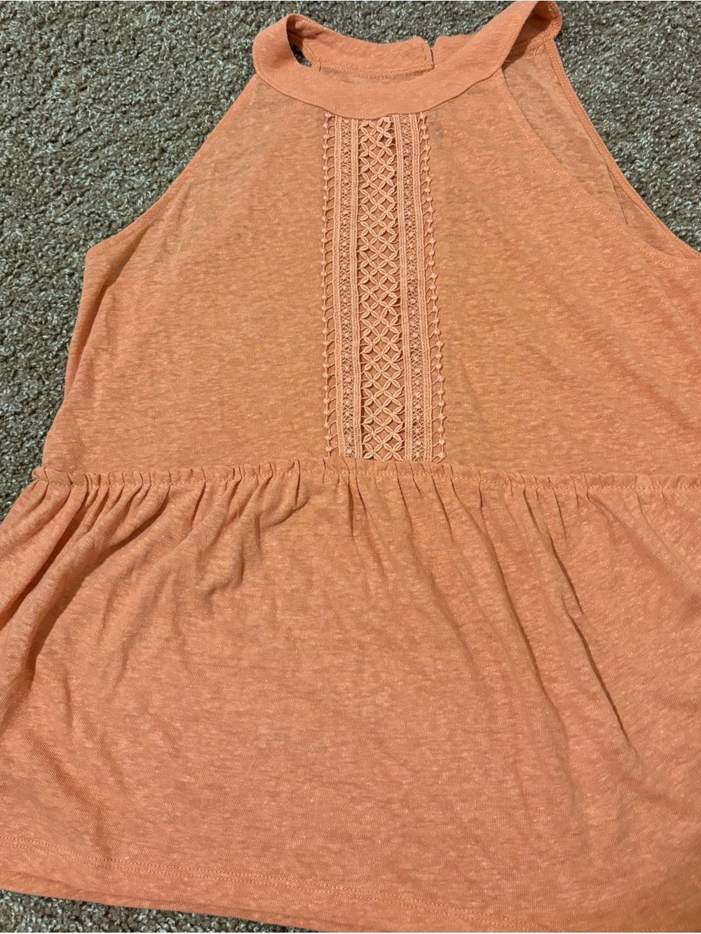 Old Navy Crochet-Trim Halter Tank in Coral Peach